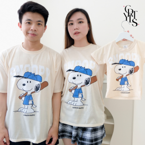 CAROTYLES S Kaos Couple Keluarga Big Snpy Wanita Lengan Pendek Katun