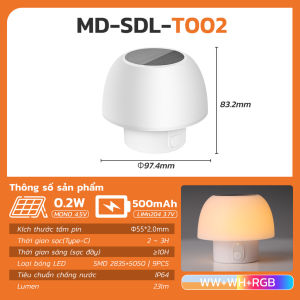 Đèn Bàn MODI SOLAR Đèn LED Đổi Màu Decor Không Gian Có Thể Sạc Cổng USB Và Năng Lượng Mặt Trời
