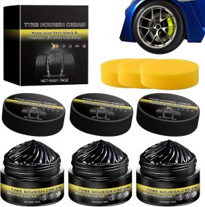 New 2026 Car Tire Ceramic - Powerful Wheel Cleaning Refurbish Wax Tyre Nourish Cream Tire Wax for Ultimate Wheel Protection Restores Black Gloss Blocks UV (1Pcs)
