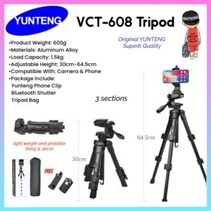 ORIGINAL YUNTENG VCT-608 Video Tripod Multifunctional For Canon Nikon DSLR Ringlight SmartPhone