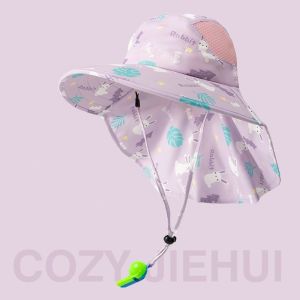 SKISOPGO Children Sunscreen Bucket Hat UV Protection Baby Sunbonnet Sun Cap Boys Girls Summer Fisherman Hat Big Eaves Breathable Adorable