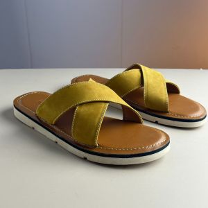 Dustino Slide Nam Quai Chéo Đế Crepe Dép Quai Chữ X Nam Da Bò Đế Crep