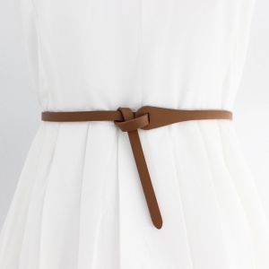 Thắt lưng da PU phong cách retro Dây lưng da thắt nút