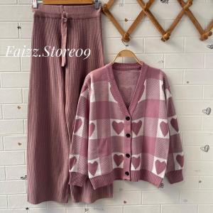 Oneset Cardy Hafny Setelan Celana Kulot Rajut Premium Wanita Kekinian Lengan Panjang