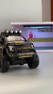 (In stock) 1:24 Pickup Trucks for Boys F150 Raptor Diecast Metal Model Car with Sound and Light for Kids Age 3 Year and up Blue