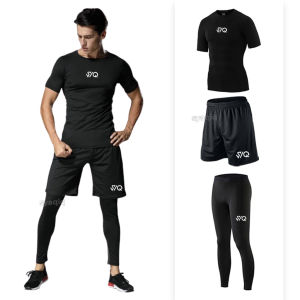 Paket Manset Lengan Pendek Celana Pendek Olahraga Celana Baselayer Manset Sepakbola Futsal Gym Lari