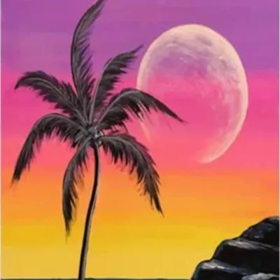 ARTISH Diamond Paint 3D Diamond Painting Set Full Drill 30*40CM BEACH COCONUT TREE