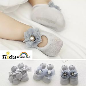 3-Pair Pretty 3D Deco Anti-Slip Striped Socks for Baby Girl 6 Color (0-1 yrs) O009