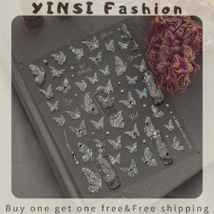 YINSI Exquisite Self-adhesive Nail Art Decorative Stickers Cute Butterfly Nail Art Stickers Creative Fairy Nail Art Stickers Gifts