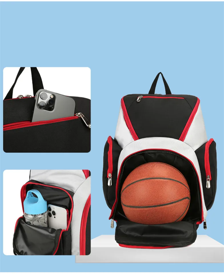 TINYAT Large Basketball Backpack Bag with Ball Compartment and