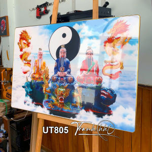 Tranh bàn thờ Tam Thanh Đạo Tổ tôn kính Tranh Phòng Thờ trang trí tranh tủ thờ Gia Tiên tráng gương treo tường UT805