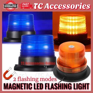 Magnetic 12V-24V Car LED Strobe Warning Light Emergency Vehicle Beacon Lamp Emergency Warning Flash Beacon Light with Magnetic Base for Car Van Truck Vehicle School Bus