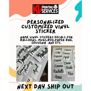 Personalized/Customized Vinyl Sticker Name Decals for Balloons Mugs BoxPaper Bag Souvenir and etc.