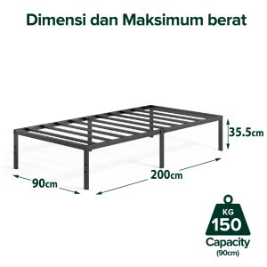 Zinus Tempat Tidur Ranjang Besi Yelena / Warna Hitam / Design Klasik / Tinggi 36cm
