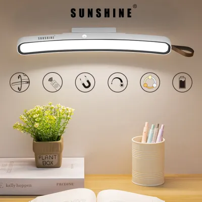 SUNSHINE Magnetic LED Desk Lamp Remote Control 3 Color Temperature Dimmable Hanging Reading Light For Study & Read