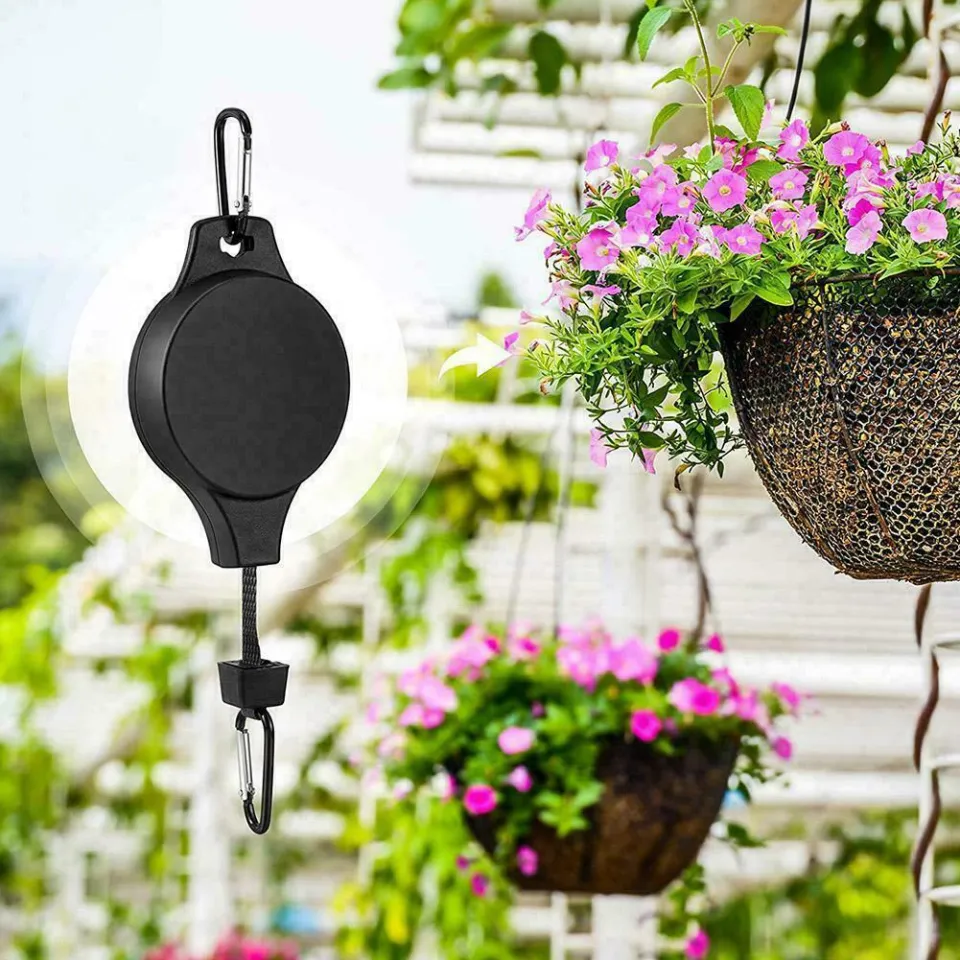 Lifting and Telescopic Flower Basket Hook Retractable Hook Hanging Pull  Down Plant Basket Adjustable Hangers for Gardening Flower Pots Plant