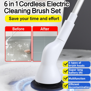 Rechargeable Cordless Electric Brush Cleaner Durable 6 in 1 Spin Scrubber with Replaceable Heads for Kitchen Toilet Home Cleaning Tools
