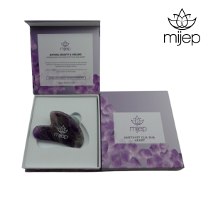 หินกัวซาแท้ 100% ทำจากอเมทิสต์ พร้อมลูกกลิ้งนวดหน้า - เครื่องมือเสริมความงามสำหรับการนวดหน้า