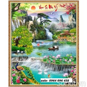 Tranh gạch 3d ốp tường phong cảnh khổ đứng -  SXVC43