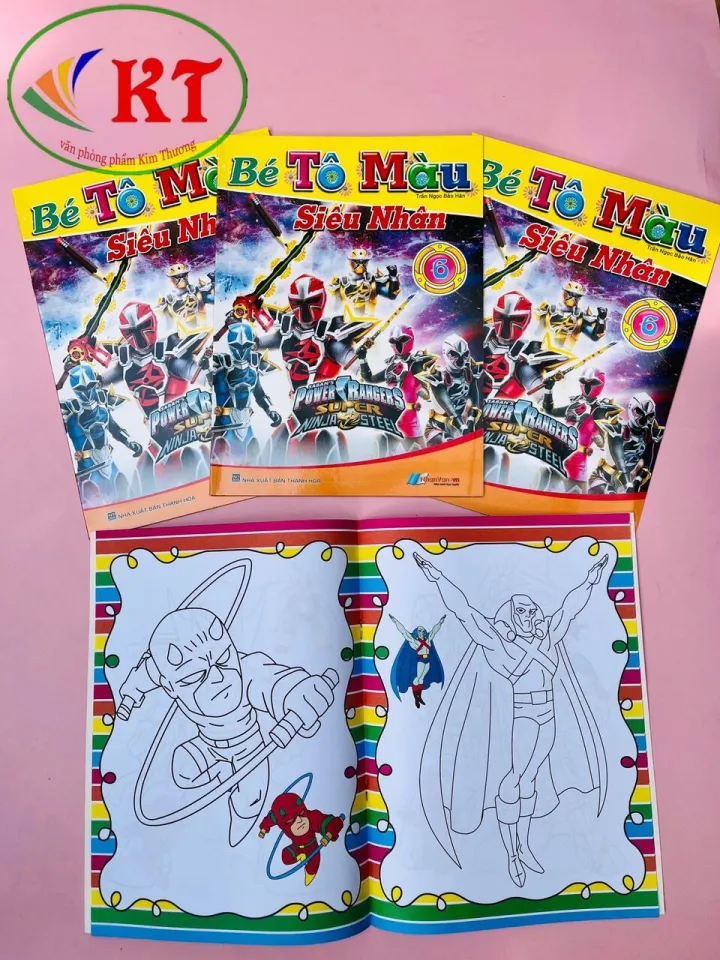 Sách - tô màu siêu nhân nhân vật hoạt hình cho bé 2 - 6 tuổi - túi 6 cuốn