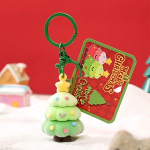 Flocking Keychain Christmas Tree Shape Keychain Small Bag Decoration Pendant Christmas Gift