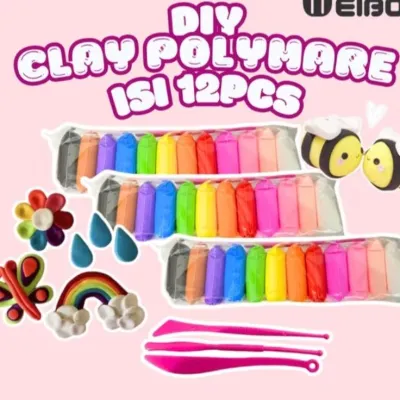 Harga Grosir Magic Clay Polymer Isi 12 Warna Platisin UltraLight Clay