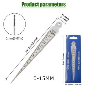 1-15mm Stainless Steel Wedge Feeler Ruler Depth Gap Hole Taper Gauge Metric Imperial Measure Tool