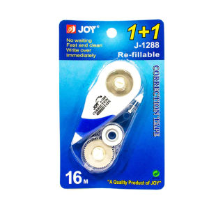 JOY Correction Tape J-1288 1+1 Refillable 16m No Waiting Fast Clean Write Over Instantly Correction Tape for School Office Supplies Smooth Application Durable