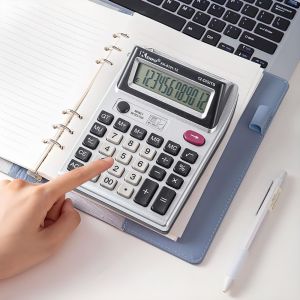 OKONOK Dual Screen 12 Digits Calculator with UV Light Large Screen Display Math Calculators Student Calculator for Counterfeit Banknote Detection