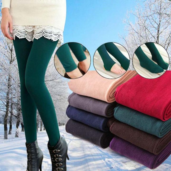 Ladies Womens Winter Warming Fleece Lined Thick Thermal Full Foot