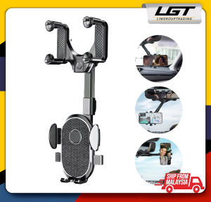 LGT Car Rearview Mirror Bracket Interior Auto Phone Mount Stand Phone Holder Retractable 360 Degree Rotation fit