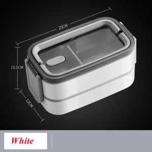 1400mL Stainless Steel Double Layered Lunch Box for Kids Office Outdoor Picnic Fruit Dessert Food Storage Tableware Kitchenware