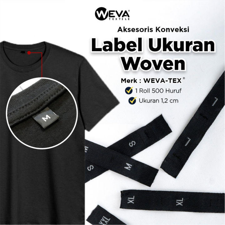LABEL UKURAN/ LABEL BAJU/ LABEL SIZE/ LABEL WOVEN S M L XL