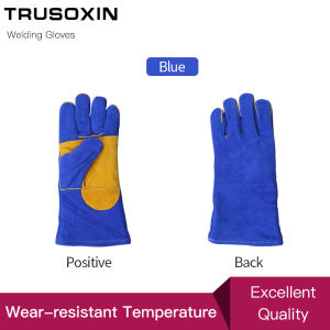 Leather Forge/Mig/Stick Welding Gloves Heat/Fire Resistant Mitts for Oven/Grill/Fireplace/Furnace/Stove/Pot Holder welding