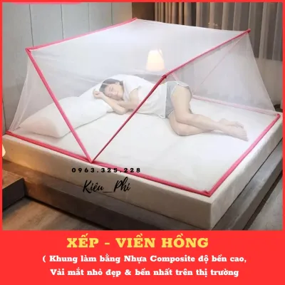 Mùng khung chụp tự bung người lớn kiểu xếp - Màn chụp tự bung gấp gọn thông minh tiện dụng cao cấp