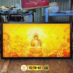 Đèn Hào Quang Phật Trúc Chỉ In Combo Bộ Đôi - Tranh Ngang Trang Trí Bàn Thờ Phòng Thờ CDN-03-67