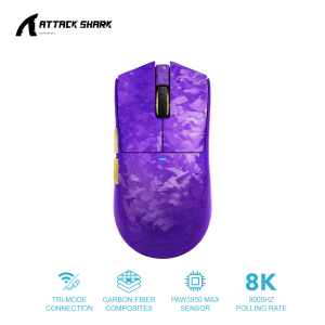 Attack Shark X11 ULTRA Carbon Fiber Wireless PAW3950MAX 8000Hz Polling Rate Gaming Mouse