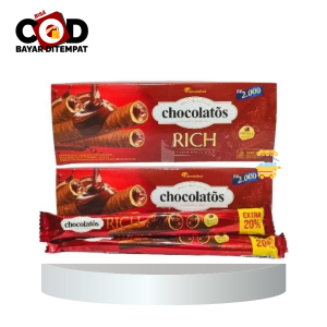Chocolatos Rich Coated Wafer Roll Box Isi 12pcs Wafer Salut Cokelat Snack Cemilan Anak Murah Halal