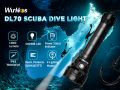 Wurkkos DL70 Scuba Diving Super Bright Double 26650 Battery 13000lm IPX8 Waterproof Underwater Dive LED Light 4PCS XHP50B 4 Modes Powerful Diving Flashlight. 