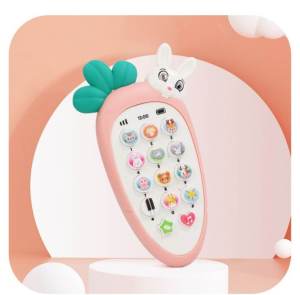 TokoYoyo Mainan Edukasi Anak Bayi Handphone Bunyi Telepon Silikon Bentuk Wortel Edukatif Mainan Anak Bayi Newborn 0 1 2 3 tahun Perempuan Pria Wanita Laki Laki