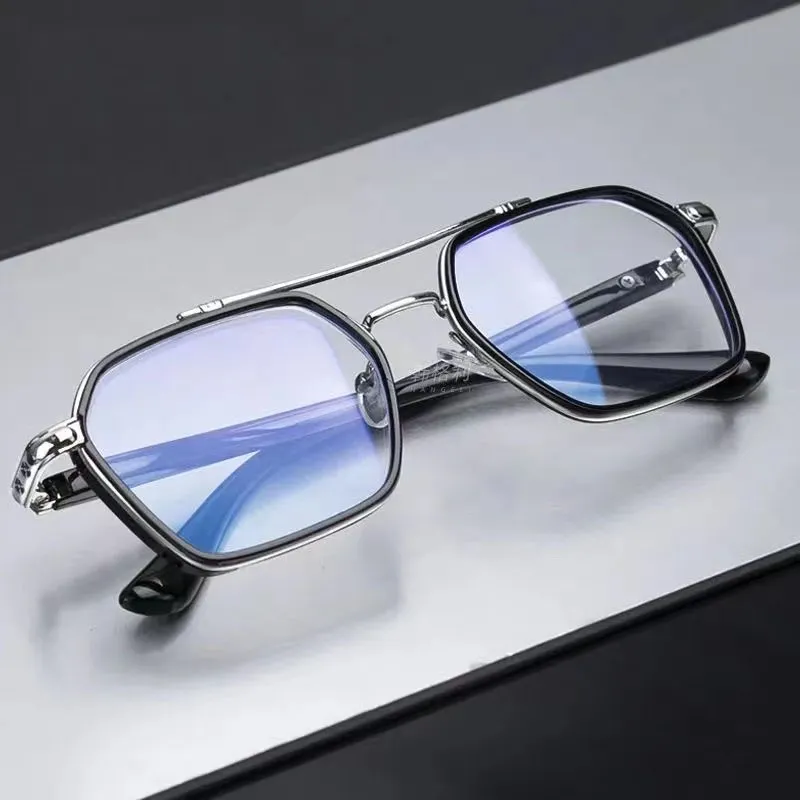 Anti-blue Glasses Retro Metal Frame Glasses Men And Women General Goggles  Comfortable (xiatian)