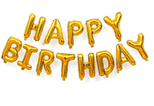 iChooseMJA: 16 Inch Gold Silver Black Red Rose Gold Pink and Blue Happy Birthday Balloons Banner Aluminum Foil Letters Balloons for Birthday Decorations Party Supplies