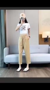 Spring Summer Thin Haren Pants For Women Loose And Casual Nine Point High Waist Sporty Wide Leg Casual Pants
