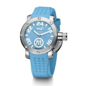 Max XS36 Trendy Sports Silver Steel/Sky Blue Dial Silicone Strap Womens Watch 36mm 5-MAX554