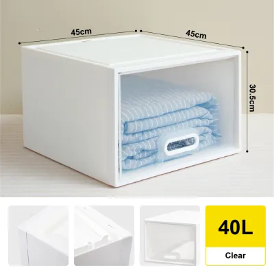 Citylife 40L Stackable Storage Drawer Plastic Container box Home Organizer Drawer Plastic Cabinet