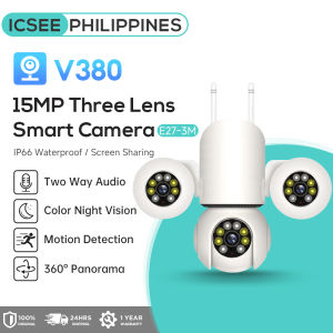 V380 PRO cctv camera Outdoor WiFi CCTV Camera 15MP Full HD Triple Lens Waterproof IP66 Night Vision Motion Detection Auto Tracking Two Way Audio 360 Pan 90 Tilt Smart Security Camera Remote Monitoring for Home cctv camera connect cellphone