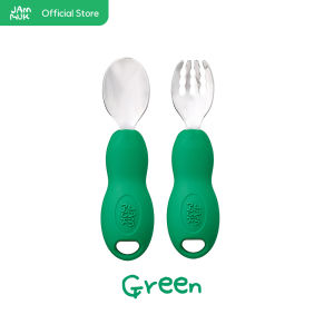 [Jammuk] Stainless Steel Baby Spoon & Fork – Easy Grip Storage Case Included