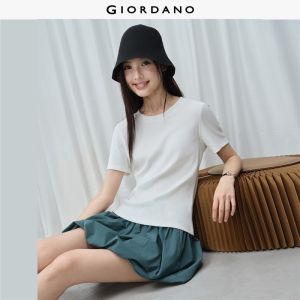 Giordano Women Short sleeve stretchy slim rib tee Free Shipping 18326907