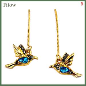 Fitow Hummingbird Long Drop Earrings Bird Pendant Tassel Pendant Earrings