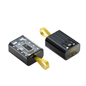 [SG In Stock]20000 mAh PowerBank Fast Charging With Cables Built-in 3 Cables Mini Power Bank Large-Capacity Transparent Portable Charger External Battery Pack